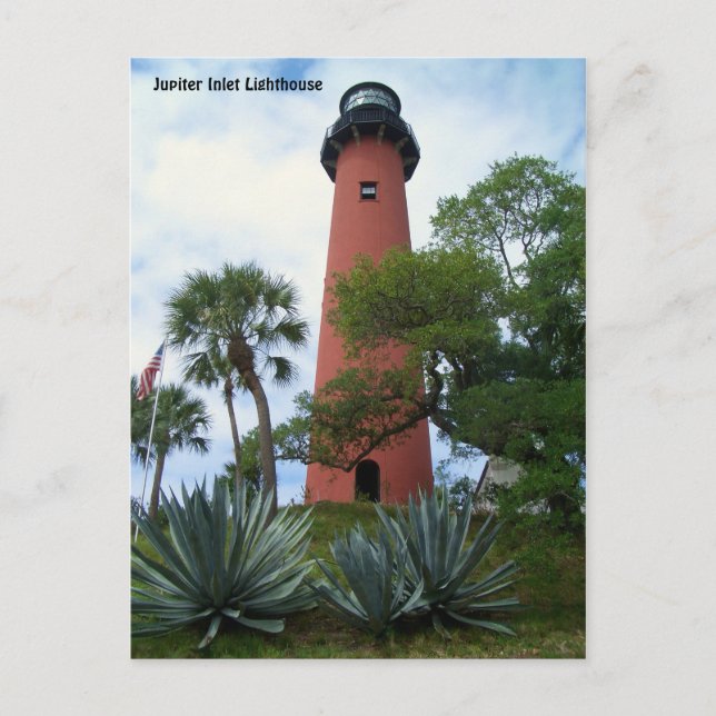 Postal Faro de entrada Júpiter y museo Júpiter Florida (Anverso)
