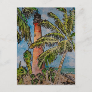 Postal faro de florida de la capa de biscayne key