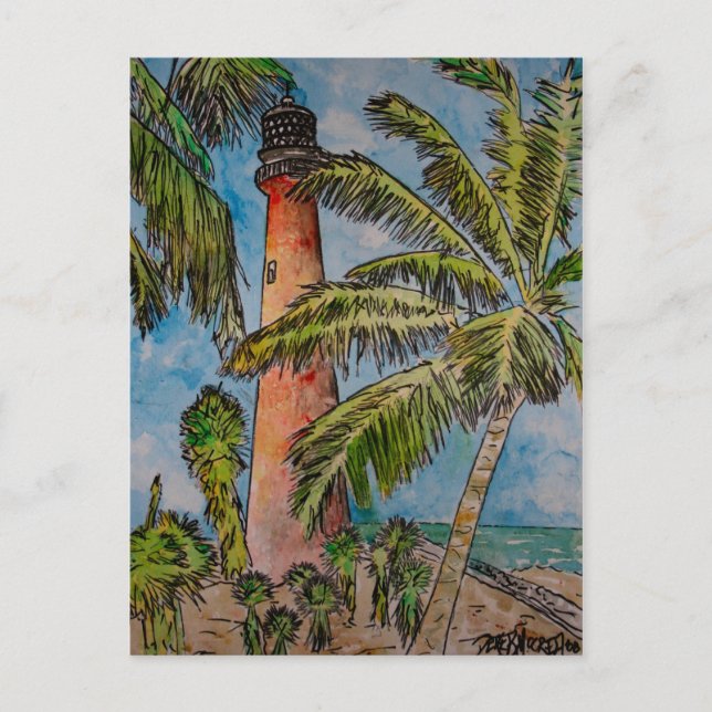 Postal faro de florida de la capa de biscayne key (Anverso)