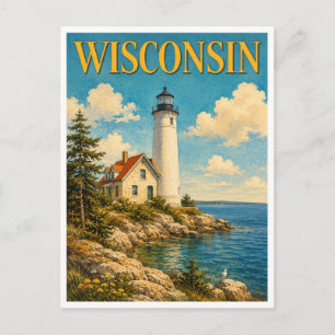 Postal Faro de la isla de Cana de Wisconsin GeoSaga