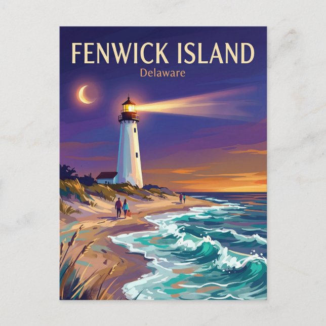 Postal Faro de la Isla Fenwick EE. UU. (Anverso)