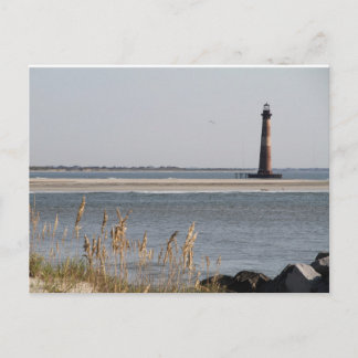Postal Faro de la isla Morris, playa de Folly, Charleston