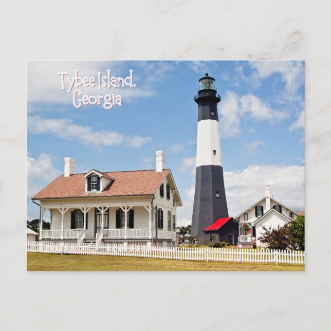 Postal Faro de la isla Tybee en Georgia (Anverso)