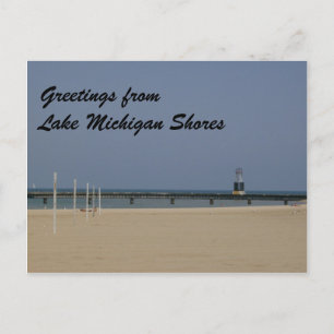 Postal Faro de las orillas del lago Michigan