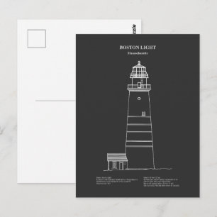 Postal Faro de luz de Boston - Massachusetts - PD