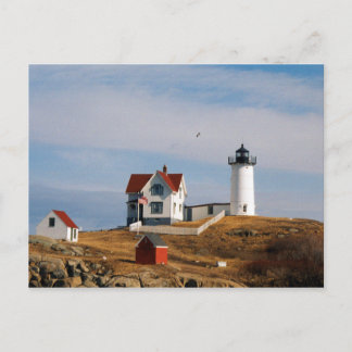 Postal Faro de luz de nubble York Maine