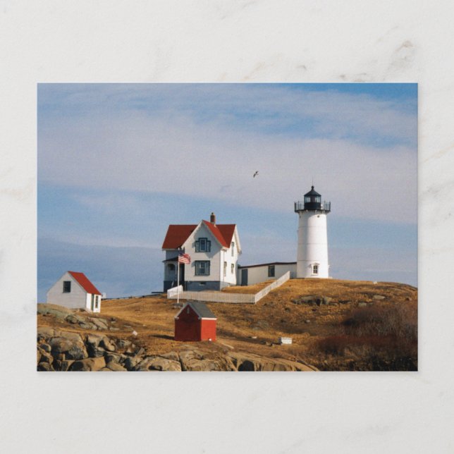 Postal Faro de luz de nubble York Maine (Anverso)