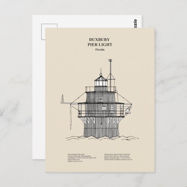 Postal Faro de luz Duxbury Pier - Massachusetts -SBD (Anverso / Reverso)