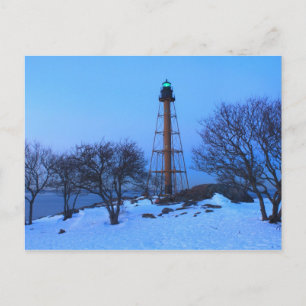 Postal Faro de Marblehead en invierno