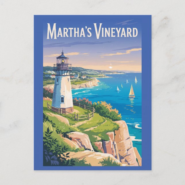 Postal Faro de Martha's Vineyard Massachusetts Viajes (Anverso)