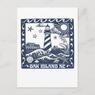 Postal Faro de Oak Island NC Costa de Carolina del Norte