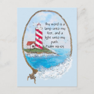Postal Faro de océano salmo religioso