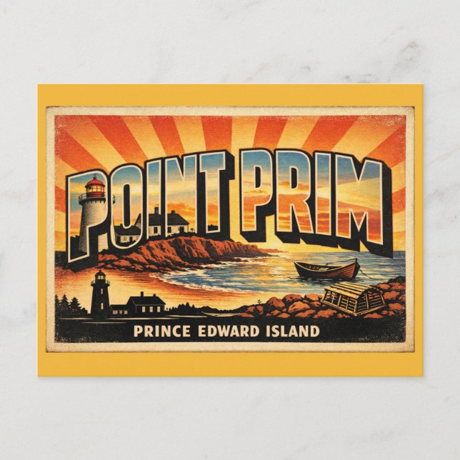 Postal Faro de Point Prim PEI Faro más antiguo (Anverso)