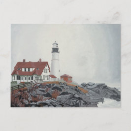 Postal Faro de Portland Head en la niebla