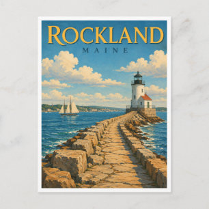 Postal Faro de Rompeolas de Rockland Maine GeoSaga