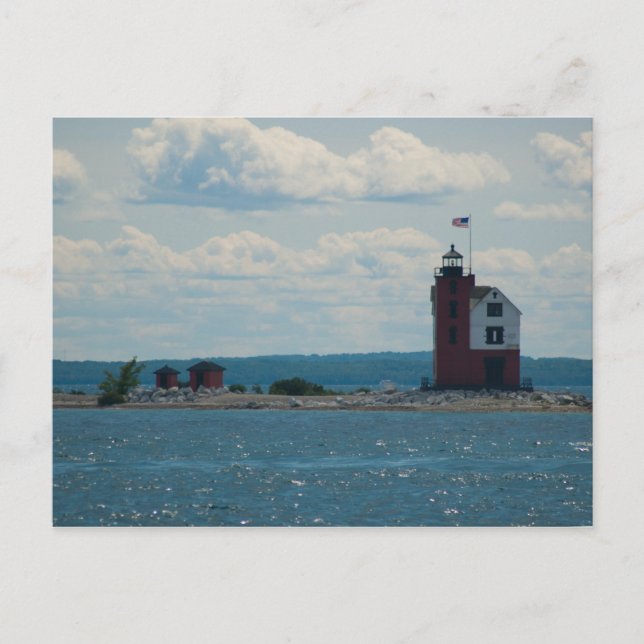 Postal Faro de Round Island, isla Mackinac, Michigan (Anverso)