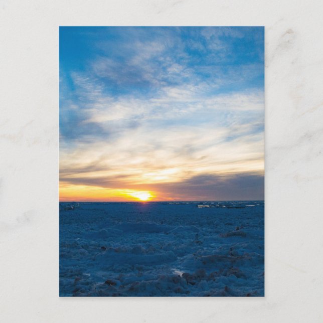 Postal Faro de South Haven Frozen Lake Michigan (Anverso)