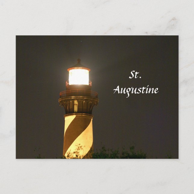 Postal Faro de St Augustine de noche (Anverso)