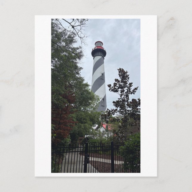Postal Faro de St. Augustine Torre Negra y Blanca (Anverso)