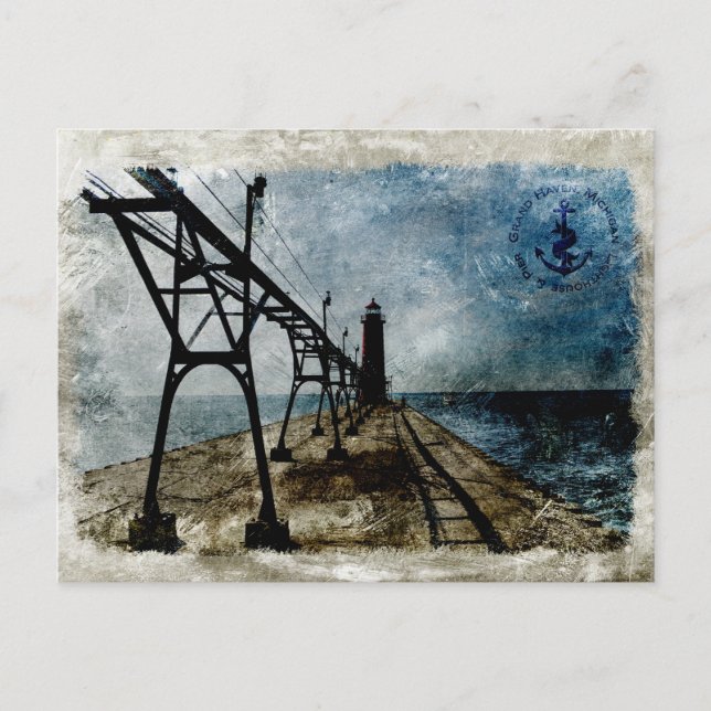 Postal Faro de Vintage Grand Haven (Anverso)