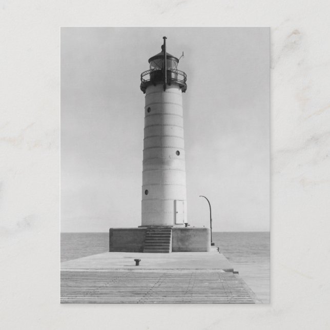 Postal Faro del muelle de Sheboygan, Wisconsin, 1915 (Anverso)