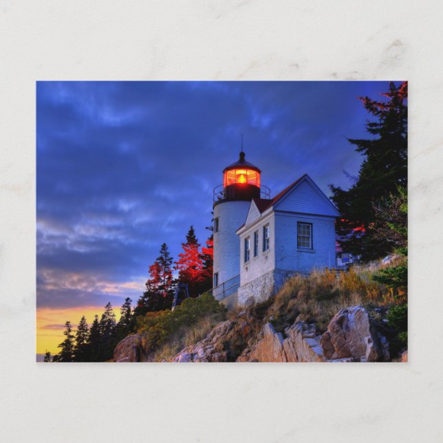 Postal Faro del puerto de Bass, Maine (Anverso)