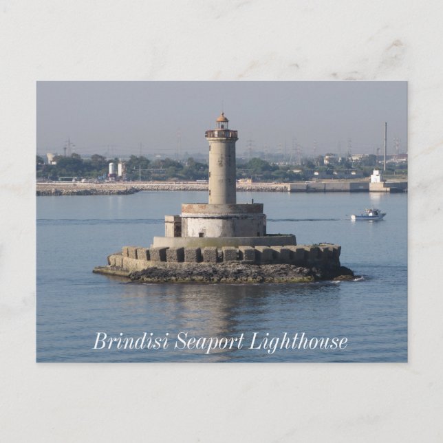 Postal Faro del puerto marítimo de Brindisi (Anverso)