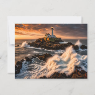 Postal Faro en Mares Tempestuosos