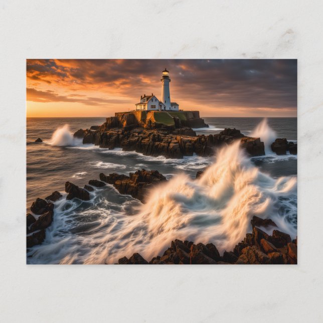 Postal Faro en Mares Tempestuosos (Anverso)