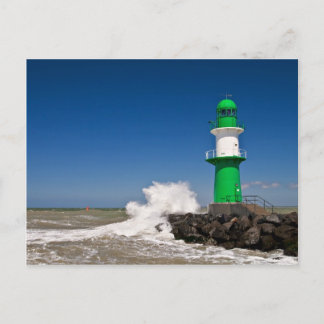 Postal Faro en Warnemuende, en la costa del Mar Báltico