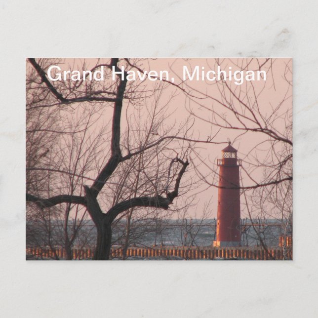 Postal Faro en Winter Grand Haven, MI (Anverso)