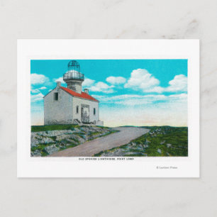 Postal Faro español antiguo en Point Loma