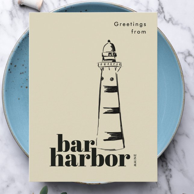 Postal Faro garabateado de Bar Harbor Maine (Subido por el creador)