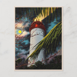 Postal Faro Key West en la escena nocturna