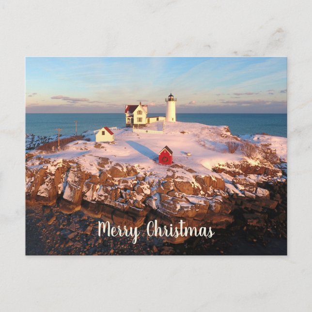 Postal Faro Maine Nubble de Feliz Navidad (Anverso)