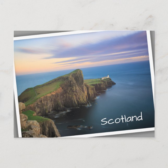 Postal Faro Neist Point en Skye al atardecer (Anverso)