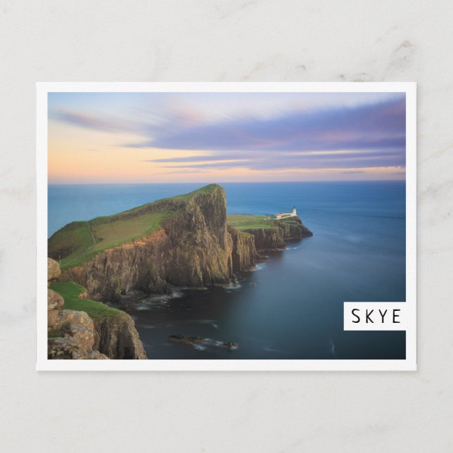 Postal Faro Neist Point en Skye al atardecer (Anverso)
