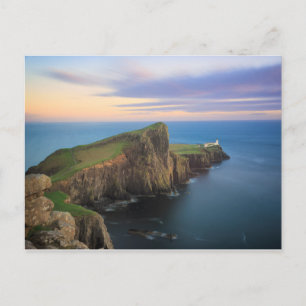 Postal Faro Neist Point en Skye al atardecer