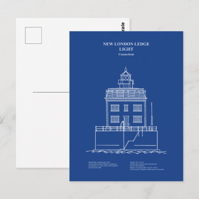 Postal Faro New London Ledge - Connecticut – AD (Anverso / Reverso)