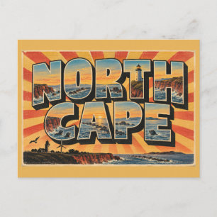 Postal Faro North Cape PEI Acantilados Rojos Arte Reef