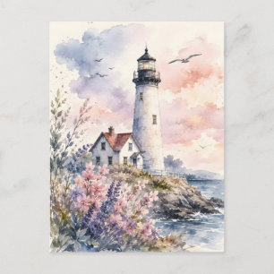 Postal Faro pintado a la acuarela