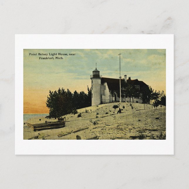 Postal Faro Point Betsey cerca de Frankfort Michigan (Anverso)