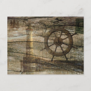 Postal Faro Primitivo de la rueda náutica costera