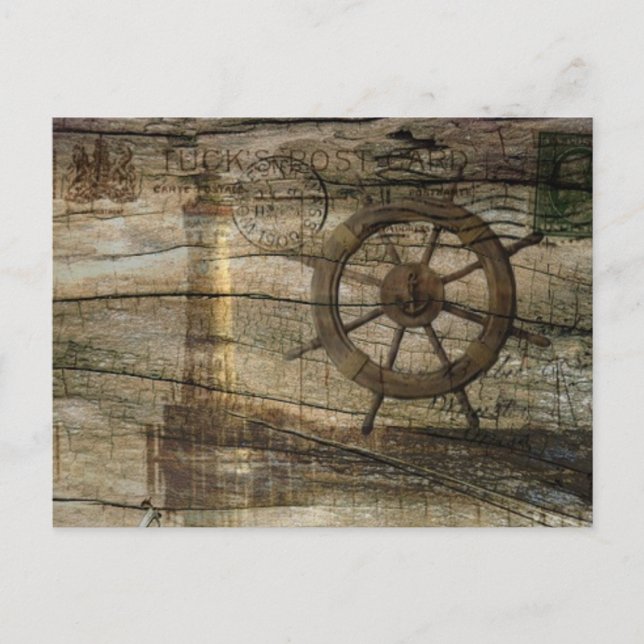 Postal Faro Primitivo de la rueda náutica costera (Anverso)