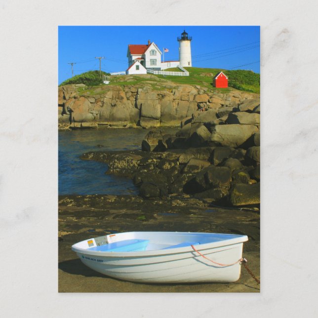 Postal Faro y barco de Cape Neddick (Anverso)