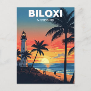 Postal Faro y playa en Biloxi Mississippi