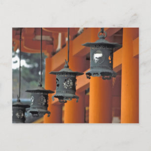 Postal Faroles colgando del Santuario Heian-jingu,