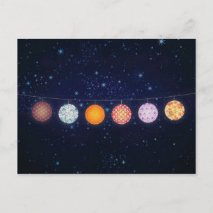 Postal Faroles de papel con patrón y cielo estrellado