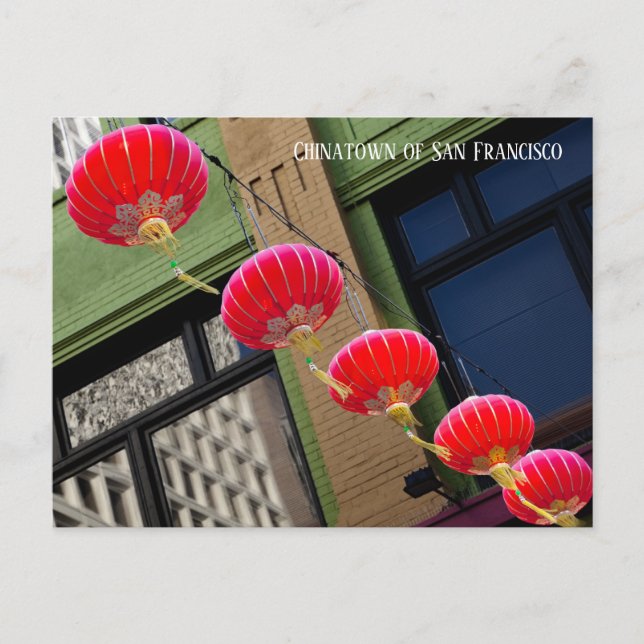 Postal Faroles de papel de Chinatown, San Francisco, (Anverso)