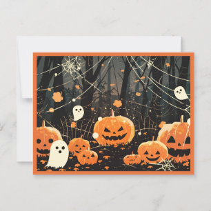 Postal Faroles Jack O' y fantasmas en el bosque de Hallow